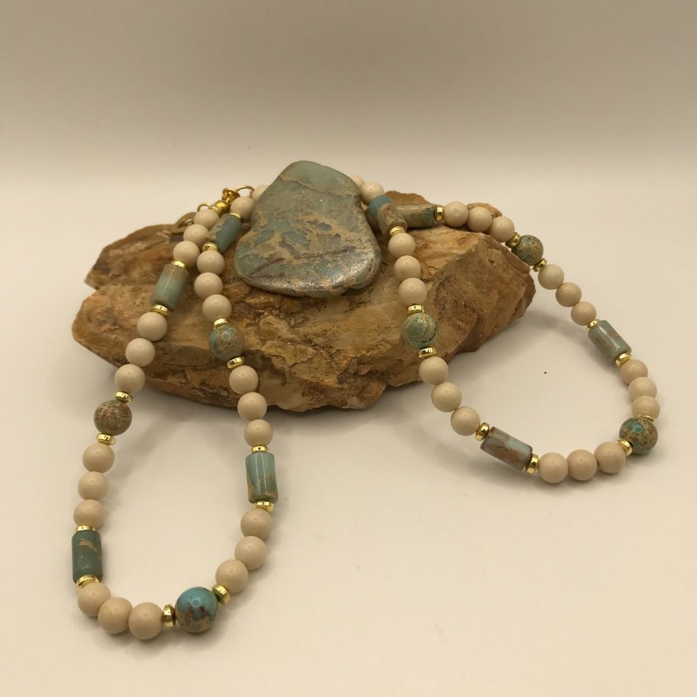 Jasper Aqua Terra Jasper Large Pendant 21 inch Necklace Handmade Brand New - Picture 5 of 13